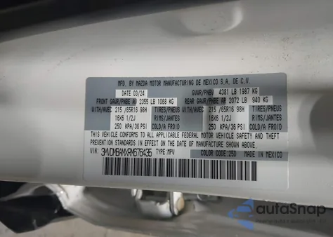 2024 Mazda Cx-30 2.5 S из США, поврежденный, VIN 3MVDMBAMXRM676435